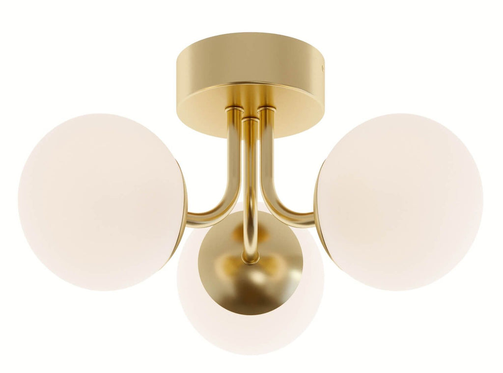 AFX Lighting METC15L30D1SB Metropolitan 16 Inch LED Semi-Flush Mount In Satin Brass With White Glass Globe Diffusers