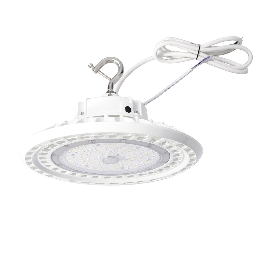 100/120/150W Wattage Selectable White Housing LED UFO High Bay Light AC 100-277V CCT 5000K | 5EHB-150W-120V-50K-SV2-W
