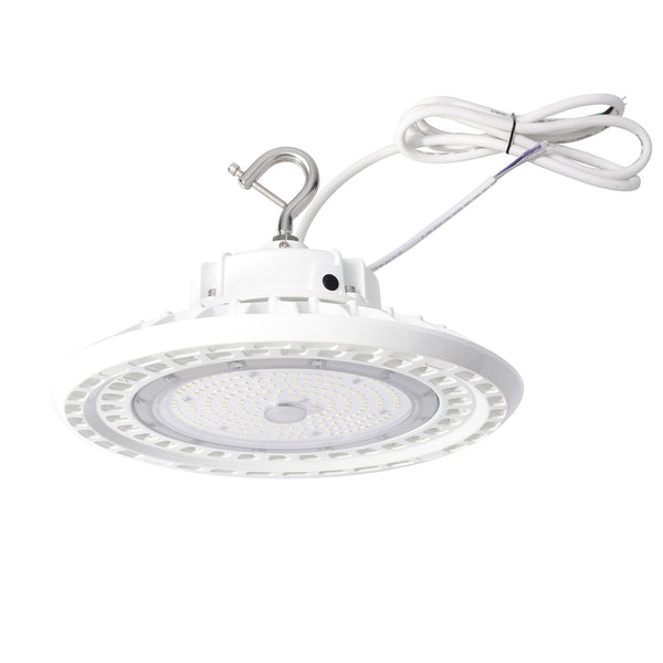 100/120/150W Wattage Selectable White Housing LED UFO High Bay Light AC 100-277V CCT 5000K | 5EHB-150W-120V-50K-SV2-W