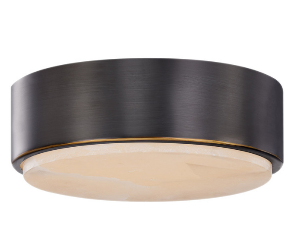 Alora Lighting FM325108UBAR 8" Blanco Alabaster Glass LED Flush Mount Ceiling Light Fixture, Urban Bronze Finish