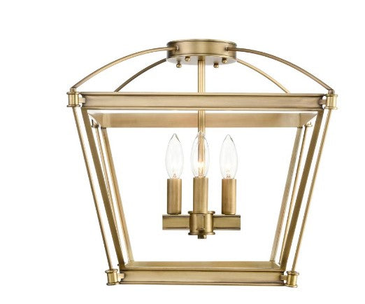 Alora Lighting SF312204VB LED Manor 4 Light 17 inch Semi Flush Mount Ceiling Light Vintage Brass Finish