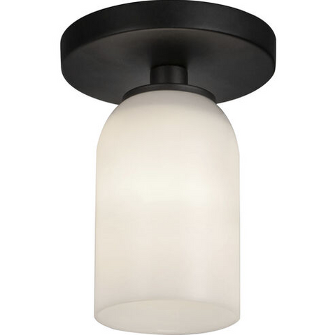 Kuzco Lighting SF57704-BK/GO Nola 1 Light 3.63 inch Black Semi Flush Mount Ceiling Light in Opal Glass