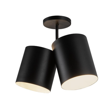 Kuzco Lighting SF58814-BK Keiko 2 Light 6 inch Black Semi Flush Mount Ceiling Light