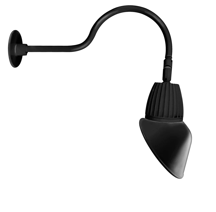 11" LED Gooseneck, Angled Cone Shade, 13W, 4000K, Black or White Finish