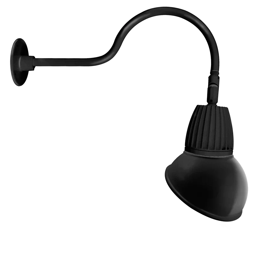 11" LED Gooseneck, Angled Dome Shade, 26W, 4000K, Black or White Finish