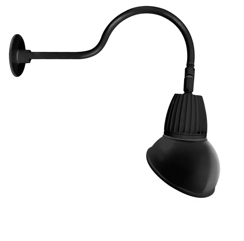 11" LED Gooseneck, Angled Dome Shade, 13W, 4000K, Black or White Finish