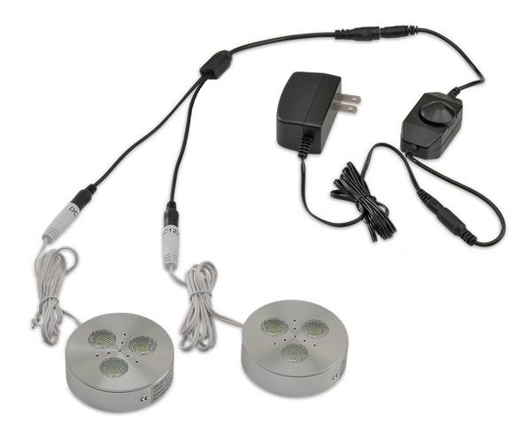 LEDQuant Set of 2 LED Dimmable Under Cabinet Lighting Kit - 3Watt LED Puck Lights, UL-listed