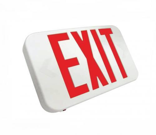 Compact LED Exit Sign, Emergency Light, Double Face, Red Letter, Battery Backup, UL
