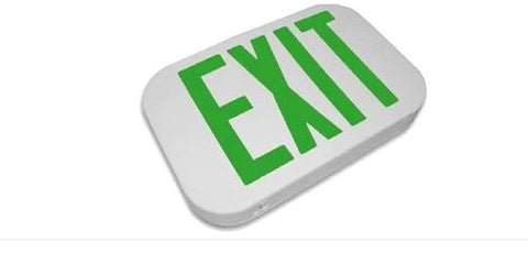 Compact LED Exit Sign, Emergency Light, Double Face, Green Letter, Battery Backup, UL